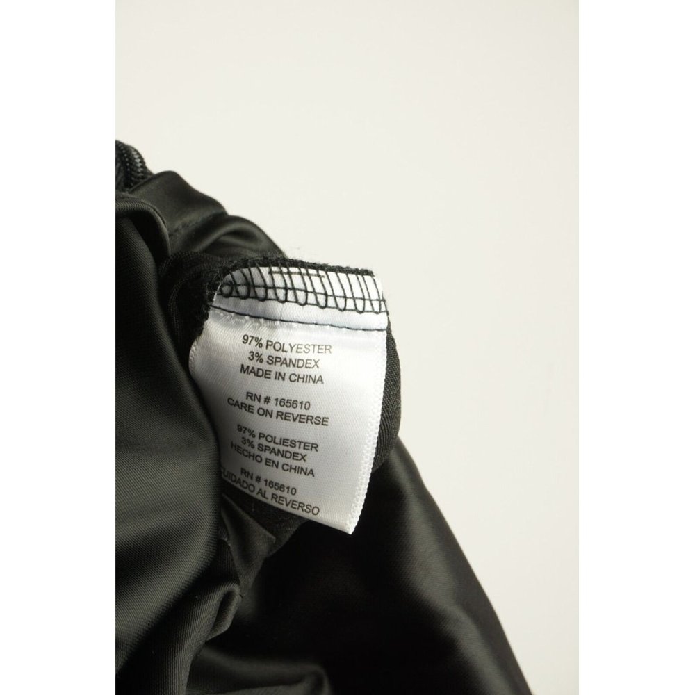 New Ever After Women's S‎ Long Sleeve Black Satin Faux Wrap Tie Waist Mini Dress - Picture 5 of 7